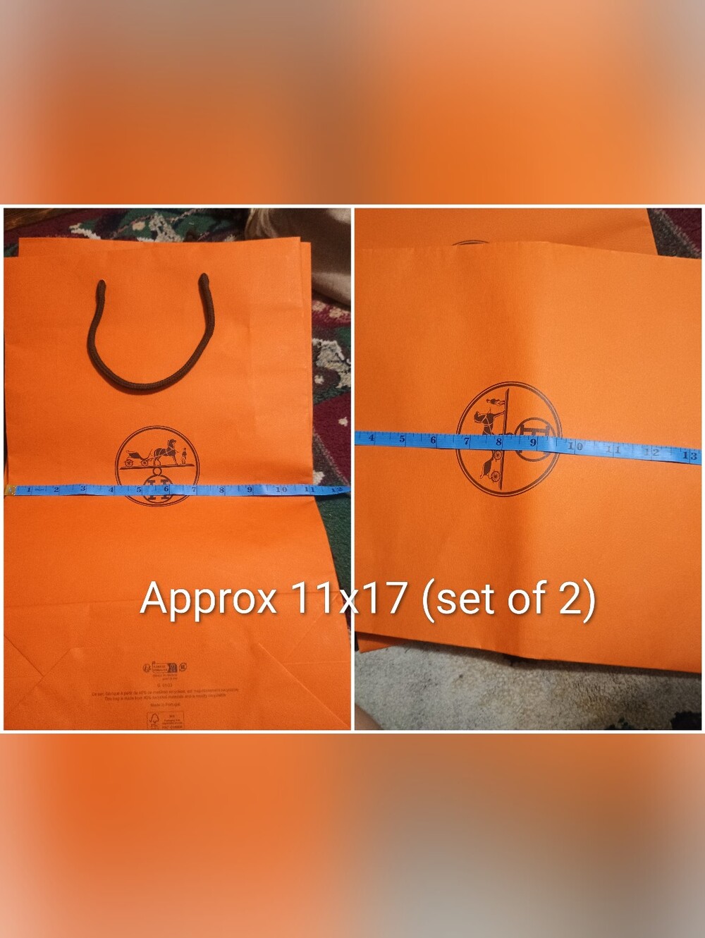 Hermès Orange Shopping Bag Set Of 2